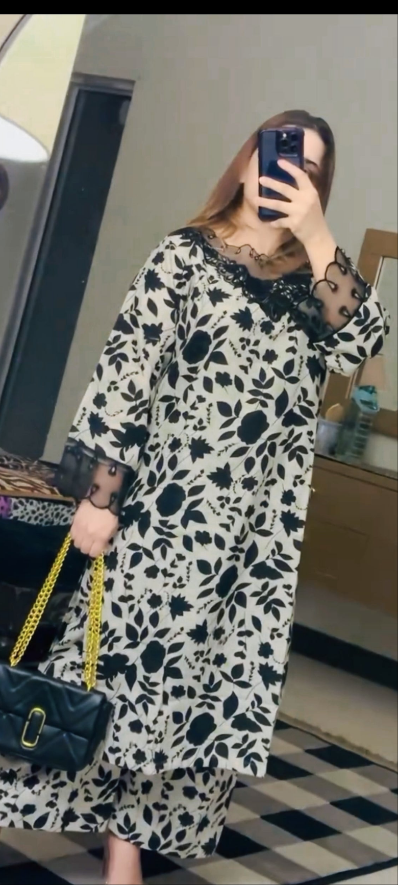Monochrome Charm – 2PC Lawn Suit with Organza Embroidered details