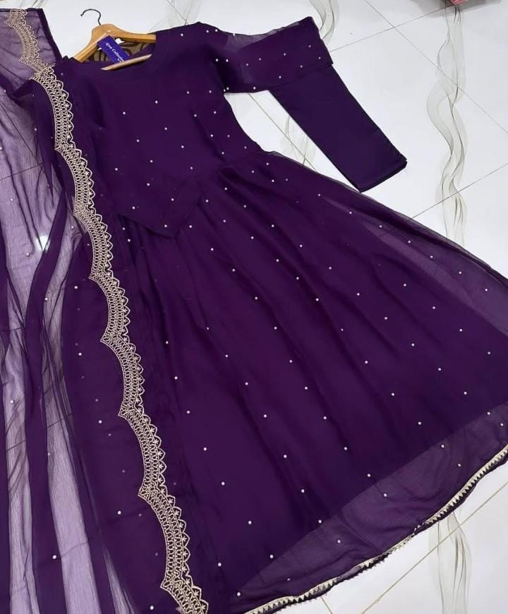 ✨ Fashion Studio Presents – Premium 3-Piece Embroidered Chiffon Maxi ✨