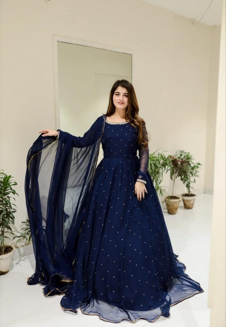 ✨ Fashion Studio Presents – Premium 3-Piece Embroidered Chiffon Maxi ✨