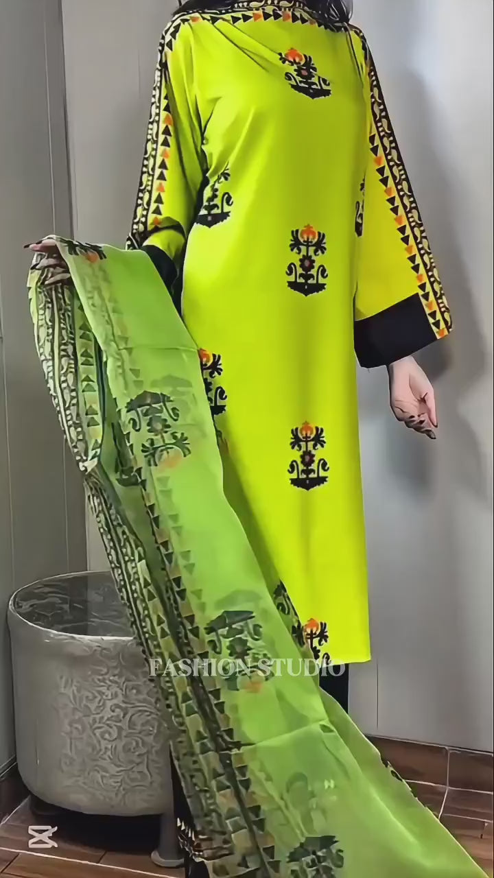 LIME LUXE - Vibrant 3pc Parrot Green Lawn Ensembles 💚