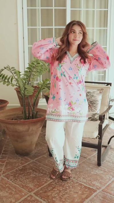 Bloomy Pink 2-Piece Lawn Co-Ord Set