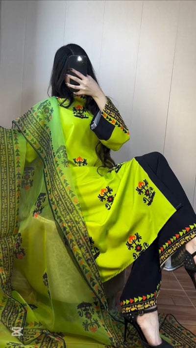 LIME LUXE - Vibrant 3pc Parrot Green Lawn Ensembles 💚